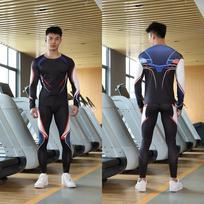 Mens Gym Running Tracksuit Quick Dry Breathable Athletic Training Set Outdoor Sports Adult L black
