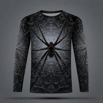 SummerHot Selling Red Spider Print T-shirt Kids Jersey Tops Men's Casual Tee Shirt Breathable Men Women Unisex Long Sleeves Top S black