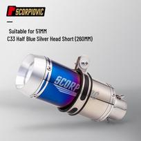 C33 Universalus išmetimo vamzdis 450SR, Sai 800, S1000RR, 250RR, CBR400, DUKE390. white