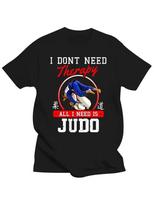 Men's Black Cotton T-Shirt with Judo Graphic -  I DON'T NEED, ALL I NEED IS JUDO S red