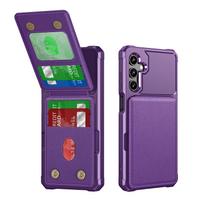 Skirta Samsung Galaxy S26 S25 S24 S23 S22 S21 Ultra Plus A56 A36 A26 A55 A35 A54 A34 Piniginės tipo dėklas su kortelių laikiklio lizdu Telefono dangtelis Galaxy S26 Ultra violetinė