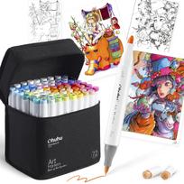 Ohuhu Marker Brush 72 73 Professional Illustration Blender Honolulu Series Pens, Type, Colors, Pens, Grade, Markers, Brush/Broad Tip, Pen, gray