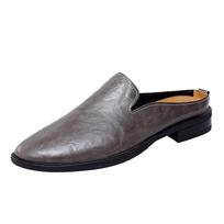 Summer Hot Selling Men's Home Slippers Versatile Commuting Outdoor Loafers Hollow Breathable Men's Leather Casual Shoes 48 gray