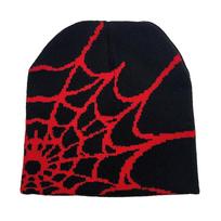 Pullover hat European and American hot-selling spider web jacquard knitted hat men's and women's thermal hats cartoon cold hat winter One size fits all black