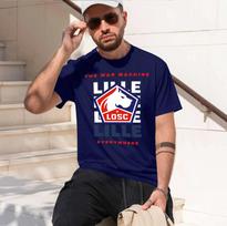 Lille Football Club 2026 fashion heavyweight hot selling retro printed pattern fun round neck T-shirt for daily comfort XXXL blue