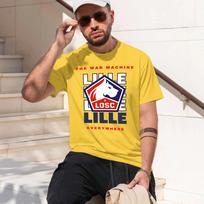 Lille Football Club 2026 fashion heavyweight hot selling retro printed pattern fun round neck T-shirt for daily comfort XXXL yellow