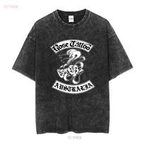 rožės tatuiruotės juosta T-shirt Medvilninis S 234XL CB748 vintage skalbtas laisvalaikio minkštas grafinis universalus tampri kvėpuojanti stilingas L black