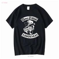 rožės tatuiruotės juosta T-shirt Medvilninis S 234XL CB748 vintage skalbtas laisvalaikio minkštas grafinis universalus tampri kvėpuojanti stilingas 4XL gray