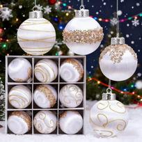 16Pcs/set 9 Pcs Christmas Balls Ornaments Silk Special-Shaped Design Hanging Ornaments 8 CM Hanging Style 1.5cm balta