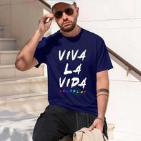 VIVA LA VIDA 2026 fashion heavyweight hot selling retro printed pattern fun round neck T-shirt for daily comfort XS blue