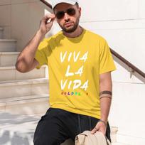 VIVA LA VIDA 2026 fashion heavyweight hot selling retro printed pattern fun round neck T-shirt for daily comfort XS yellow