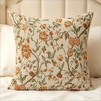 Vintažinis terakotos spalvos rožių rašto pagalvės užvalkalas, kotedžo stiliaus gėlių ir augalų dekoratyvinis užvalkalas Short plush 18*18(CM)-1Pcs beige