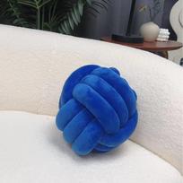 Šiaurietiška rankų darbo pintas apvalus pagalvė su kristalinio veliūro užvalkalu namų dekoravimui CobaltBlue,27CM