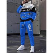2026 m. Rudens/Žiemos Best-selling Street Casual Patogus Sportinis 3D Rašto Spausdintas Vyriškas Džemperis su Gobtuvu ir Kelnės Rinkinys 2XL blue