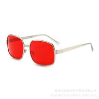Hot-selling new metal large-frame sunglasses in Europe and America, men's and women's driving sunglasses, retro square round frame sunshade eyes red
