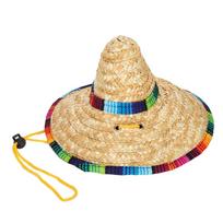 Mini naminių šunų šiaudinė skrybėlė Sombrero Katė Šuo Saulė Paplūdimio vakarėlis Šiaudinės skrybėlės šunims AksesuaraiM M(for 4-6.5kg) beige