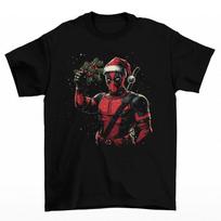Deadpool Christmas T-Shirt Unisex Cotton Adult Superhero Movie Mistletoe Villain 4XL black