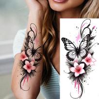 1 lapas 3D rožių gėlių laikrodis Laikinos tatuiruotės moterims, mergaitėms, atsparios vandeniui, realistiškas netikras tatuiruotės lipdukas, ilgai išliekantis kūno menas China Mainland white