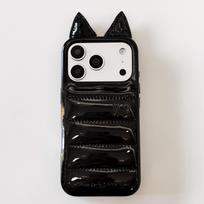 Madingas mielas 3D juodo katės ausų pūkinis paltasTelefono dėklas iPhone 18 Promax 17 16 15 14 Pro Max Atsparus smūgiams Apsauginis galinis dangtelis for iPhone 18 promax