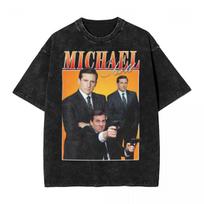 Michael Scott Homage The Office T Shirt Hip Hop Washed Oversize T-Shirt Tv Series Vintage Men Women Streetwear Graphic Tee Shirt L black