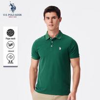 JAV. POLO ASSN.. Kvėpuojantis vyriškas polo marškinėlis su medvilnės pojūčiu XL blue