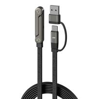 240W Fast Charging 2-in-1 USB-C Phone Stand Cable Foldable Adjustable Stand Braided Tinned Copper Conductor Durable Design for 1.5 m juoda