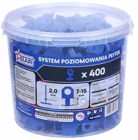 Plytelių lyginimo sistema 400 spaustukų 2,0 mm mėlyna Star 43-4202