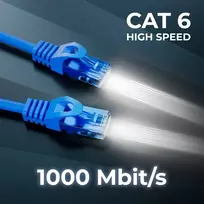 Deleycon 5 m Cat.6 Ethernet Gigabit Lan tinklo kabelis Rj45 Cat6 Patch kabelis, suderinamas su Cat.5 Cat.5e Cat.6a Cat.7 - mėlynas