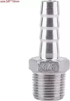 Žarnos jungtis nerūdijančio plieno ss304 išorinis sriegis žarnos antgalis 55° bspt 1/8 colio ~ 3/4 colio (3/8 colio x 10 mm), kištukinė jungtis