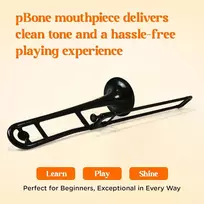 Warwick pbone juodas plastikinis 6.5 mažo strypo trombono pūstukas (pbmpc65sb)