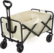 Qwork® Sulankstomas vežimėlis stovyklavimui, paplūdimio vežimėlis, transportavimo vežimėlis su reguliuojama rankena ir šonine kišene, apkrova iki 80 kg