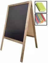 Astra Kreidinė dvipusė didelė medinė lenta 100x60 cm vaikams kreida ir kempinė