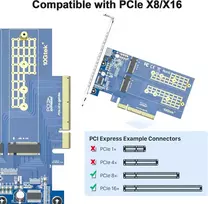 10gtek Pcie 3.0 x8 Adapteris 2x M.2 Nvme Ssd