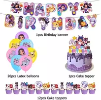 Aphmau katės dekoracija gimtadieniui Aphmau katės vaikiška gimtadienio dekoracija Aphmau pliušiniai žaislai gimtadienio balionai Aphmau balionai gimtadieniui Aphmau torto viršūnė Aphmau pliušinių kačių girlianda gimtadieniui