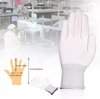 Ehdis® nailono baltos darbo pirštinės, tamprios, pilnos pirštų darbo pirštinės, antistatinės, neslystančios pirštinės plovimui, automobilių valymui, namų valymo priemonė - 6 poros