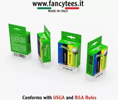 Fancytees 8 golfo kamuoliukų padėkliukai 55 mm, 12 golfo kamuoliukų padėkliukai 70 mm, 4 trišakiai 82 mm pieštukinė dėžutė pagaminta iš kartono, 24 vienetų golfo kamuoliukų padėkliukai pagaminti iš dviejų plastikinių medžiagų, įvairiaspalviai, dizainas ir