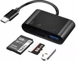 Atminties laikmenų adapteris 3in1 Tf Cf Sd Otg kortelių skaitytuvas Type-c