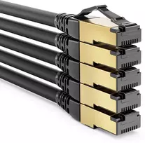 Deleycon 5 x 2 m Cat8.1 patch kabelis, tinklo kabelis, duomenų kabelis, S/ftp Pimf, 2000 Mhz, 40Gbit, Rj45, Lan Dsl kabelis, Cat.8 ethernet kabelis, Rj45 jungtis, juodas