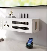 Puioteai Routerio spintelė, Wifi dėžutė, dėžutė routeriams ir laidams paslėpti, routerio lentyna, Tv laidų organizatorius, prie sienos montuojama routerio dėžutė (balta)