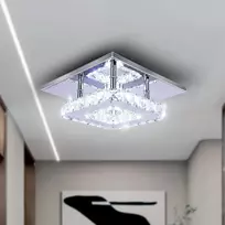 Lubinis šviestuvas Diisunbihuo mini krištolinis sietynas, krištolinis lubų šviestuvas, kvadratinis Led pakabinamas šviestuvas koridoriui, laiptams (šaltai balta)