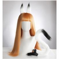 Rankų darbo purios katės uodegos ir lapės ausų aksesuarai Lolita Cosplay Kawaii Anime kostiumas Fluffy Fox TailBlack White white