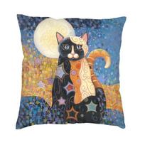 Aliejinė tapyba Katės Pagalvės užvalkalas Menas Gustav Klimt Auksinis Raštas Minkšta Prabangi Pagalvė Svetainės Dekoracija 18x18Inch gray