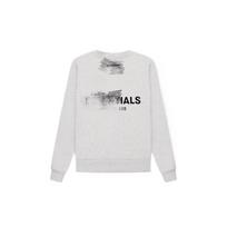 Essentials SS22 apvalios apykaklės ilgomis rankovėmis flokuotas spaudinio džemperis gray