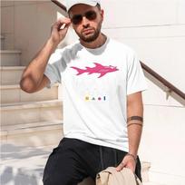 maui and sons 2026 fashion heavyweight hot selling retro printed pattern fun round neck T-shirt for daily comfort XXL beige