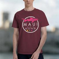 maui and sons 2026 fashion heavyweight hot selling retro printed pattern fun round neck T-shirt for daily comfort XXL black