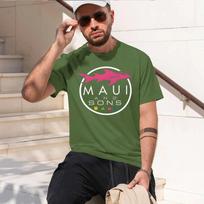 maui and sons 2026 fashion heavyweight hot selling retro printed pattern fun round neck T-shirt for daily comfort XXXL beige