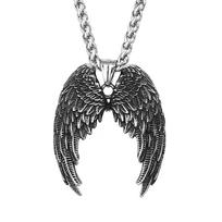 Hot-selling Retro Angel Wing Pendant European and American Mens Fashion Creative Pendant Necklace Accessories black