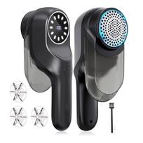 Fabric Shaver, Electric Lint Remover for Clothes Furniture, Rechargeable Lint Shaver with 2 Speeds 3 Replaceable Blades CHINA gray