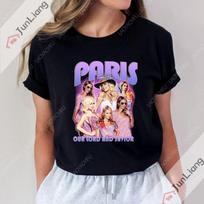 Hot selling Unisexs Brand Tshirt Summer Paris Hilton Print shirt Harajuku loose unisex outfit Goth top XL black