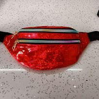 Women's Transparent Laser Waist Bag—Multi-layer Chest Bag and Coin Purse for Outdoor Running red